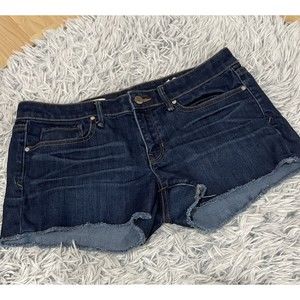 Gap Denim Maddie‎ Shorts Size 27 Summer Cut-Offs Blue Raw Hem Dark Wash